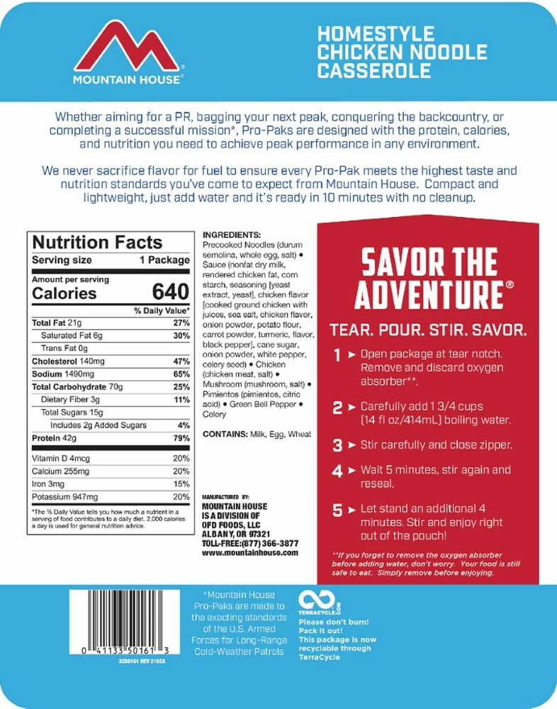 Mountain House Homestyle Chicken Noodle Casserole Pro-Pak - 1 Serving - Image 2